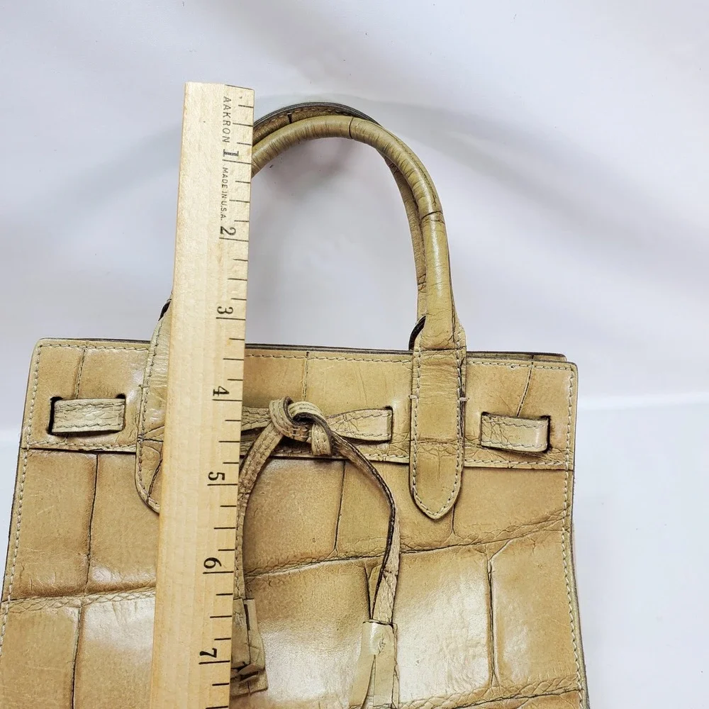 Dooney & Bourke Satchel Beige Croc Embossed Leather Tassel‎ Made in Italy Small